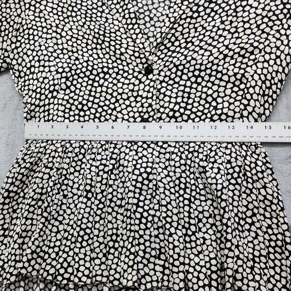 Vintage 80s Francesca of Damon Skirt Set Size 8 Black White Silk Peplum Pencil - Picture 7 of 16